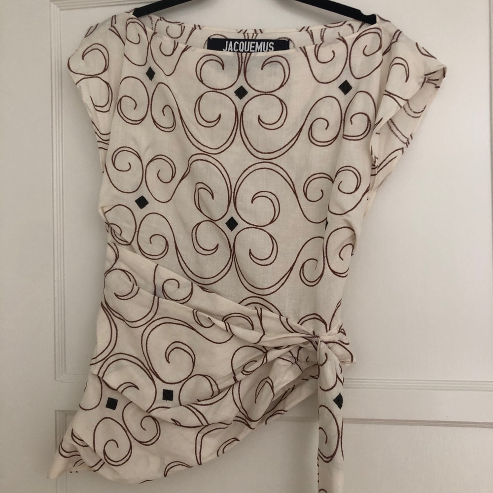 Jacquemus Embroidered Blouse with Drape Panel